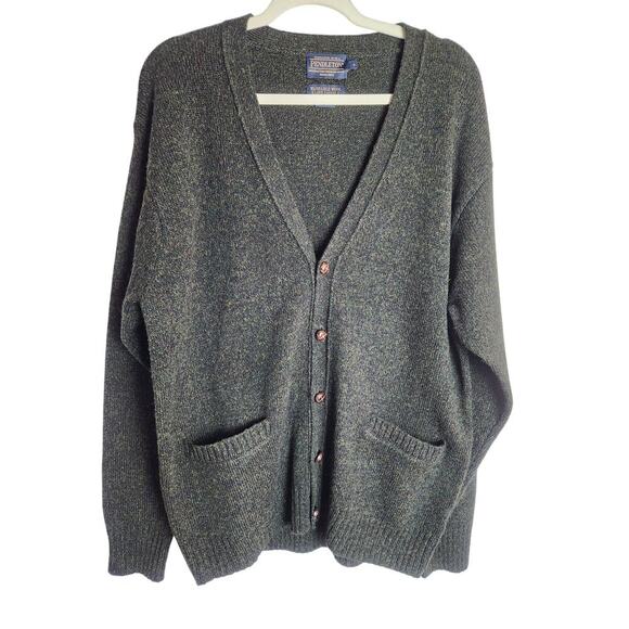 Pendleton mens Shetland wool cardigan sz L Academia grandpa preppy extra button - Picture 1 of 7